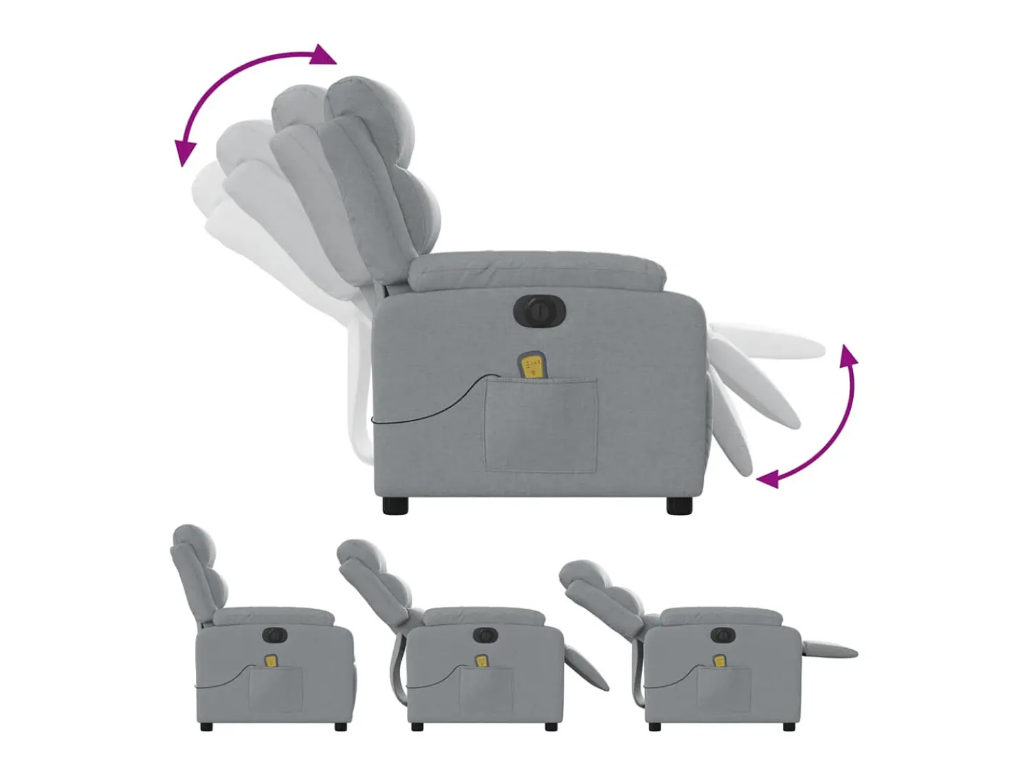 Discount Poltrona de massagens reclinável elétrica tecido -claro SHL847228 Cinzento