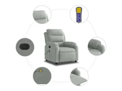 Poltrona| Poltrona de massagens reclinável elétrica veludo -claro SHL256460 Cinzento