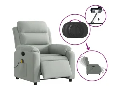 Poltrona| Poltrona de massagens reclinável elétrica veludo -claro SHL256460 Cinzento