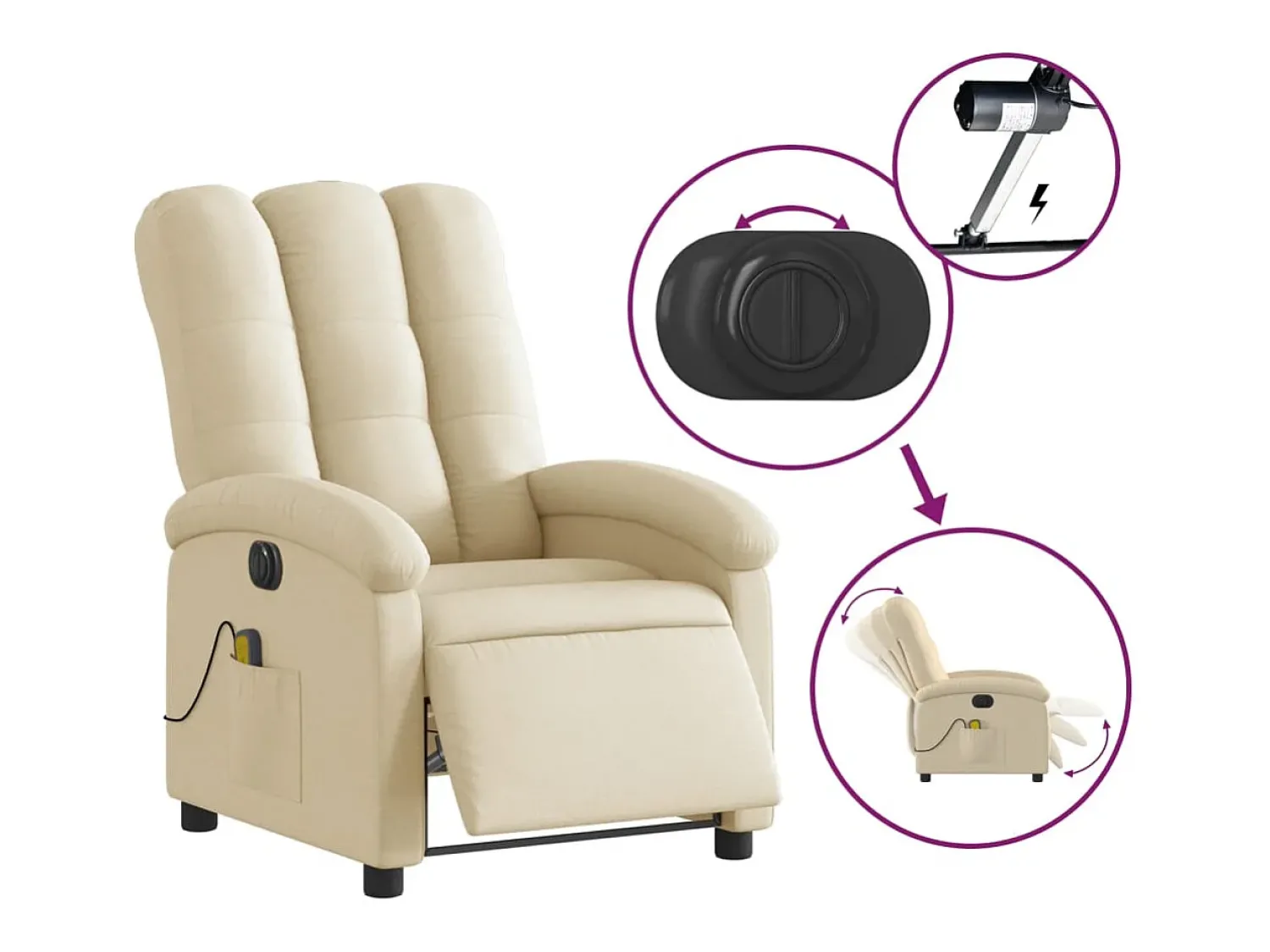 Poltrona de massagens reclinável elétrica tecido SHL586500^ Poltrona