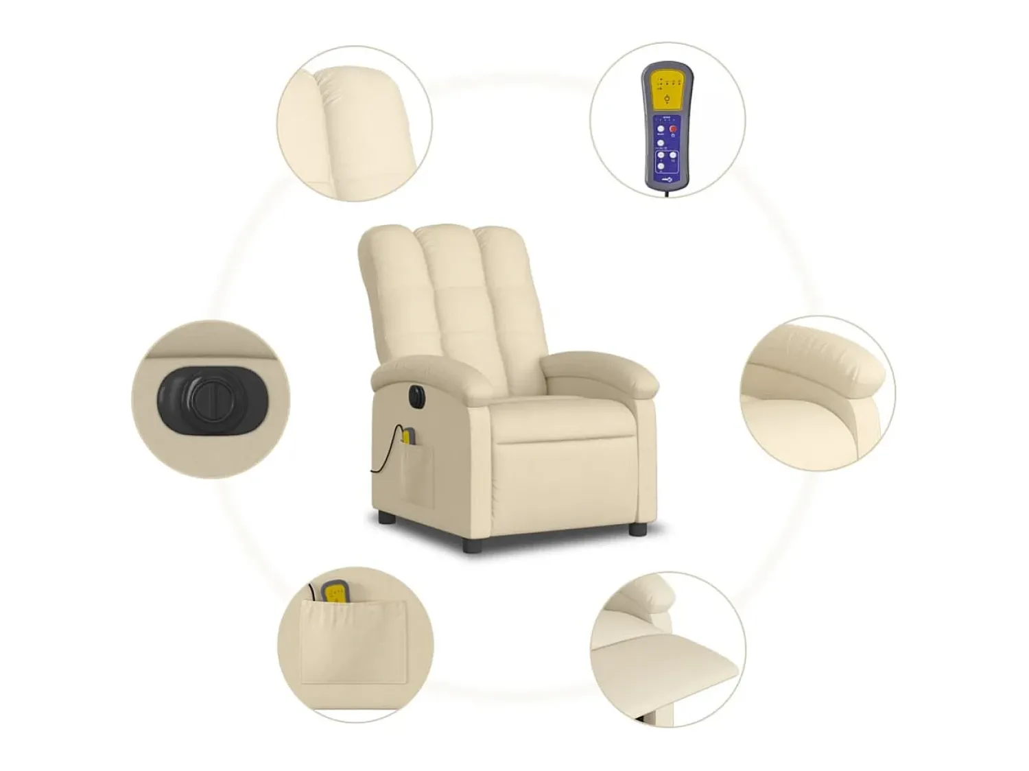 Poltrona de massagens reclinável elétrica tecido SHL586500^ Poltrona