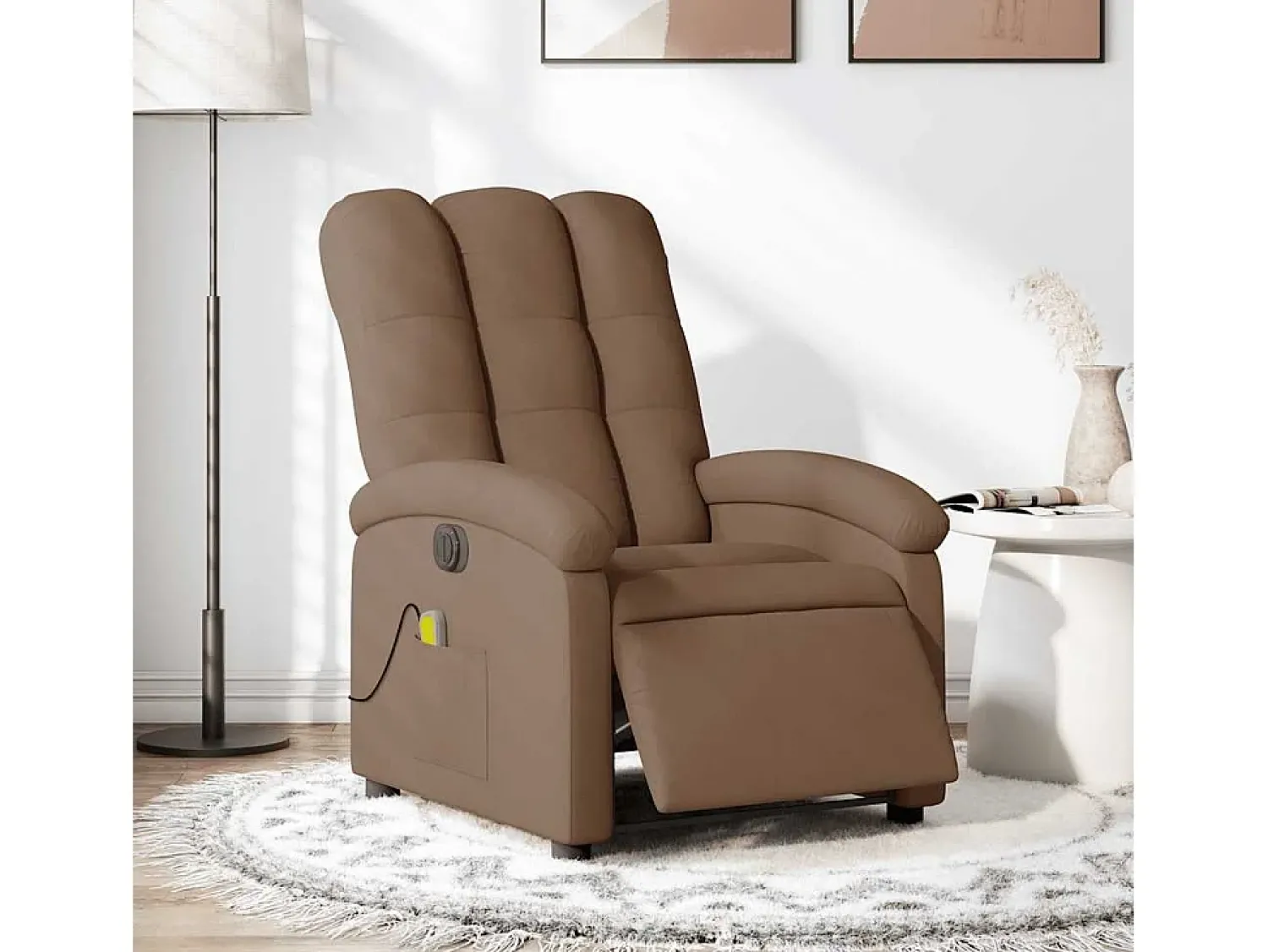 Poltrona de massagens reclinável elétrica tecido SHL559425^ Poltrona