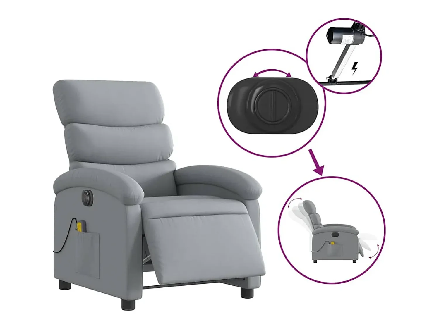 Poltrona* Poltrona de massagens reclinável elétrica tecido -claro SHL926919 Cinzento