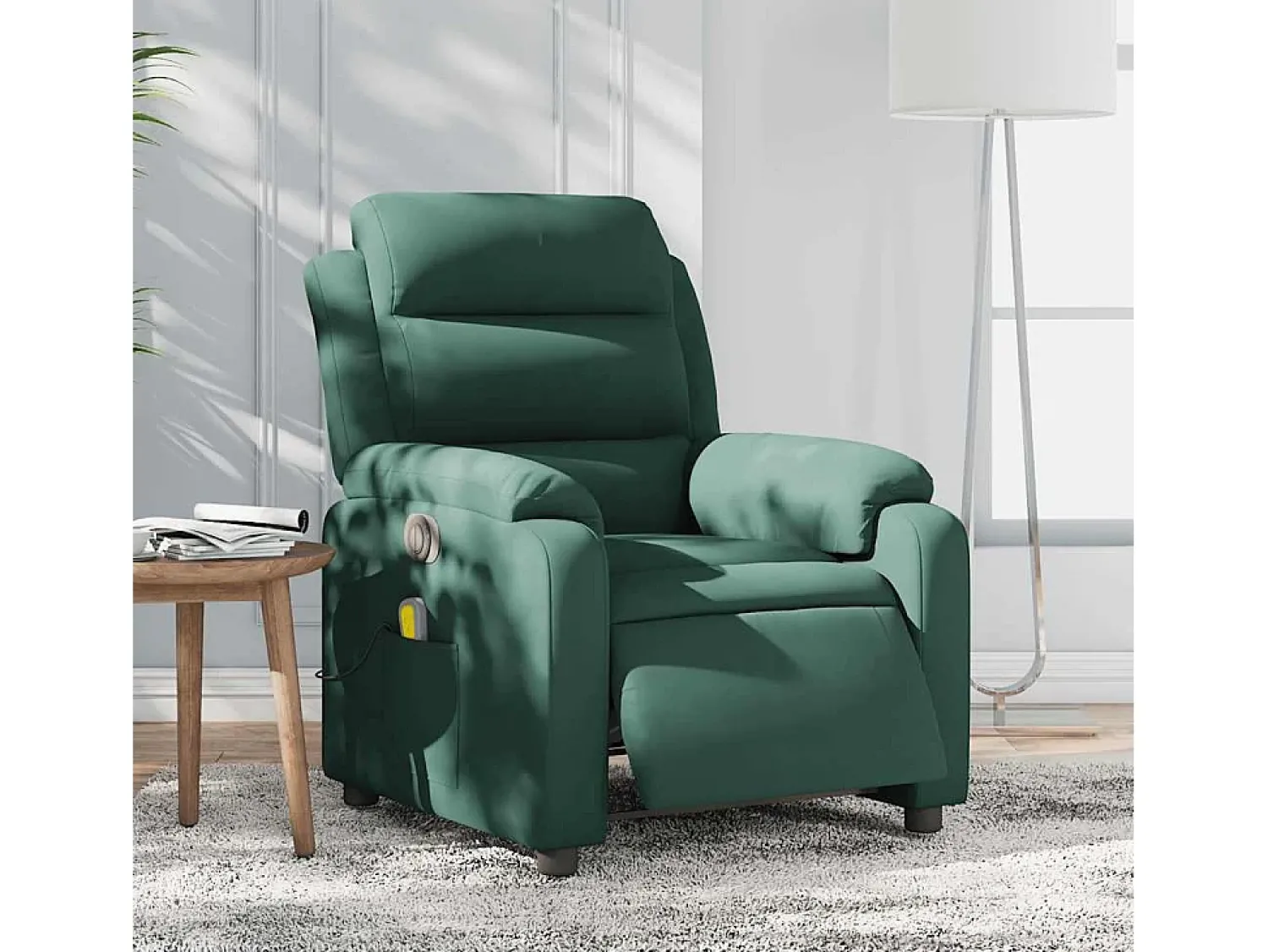 Poltrona| Poltrona de massagens reclinável elétrica veludo verde-escuro SHL716325 Verde pinho