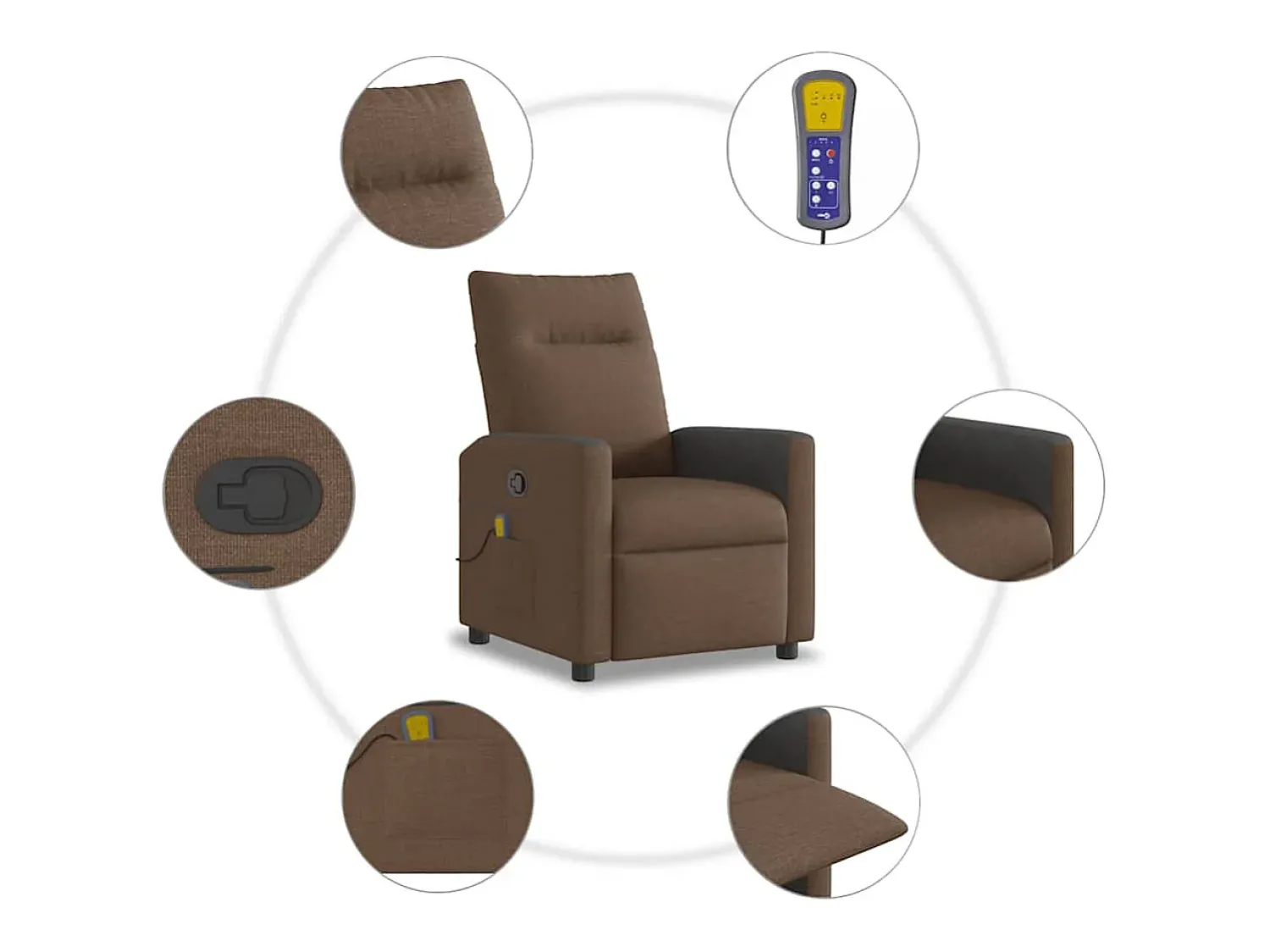 Poltrona| Poltrona de massagens reclinável tecido SHL421141 Castanho
