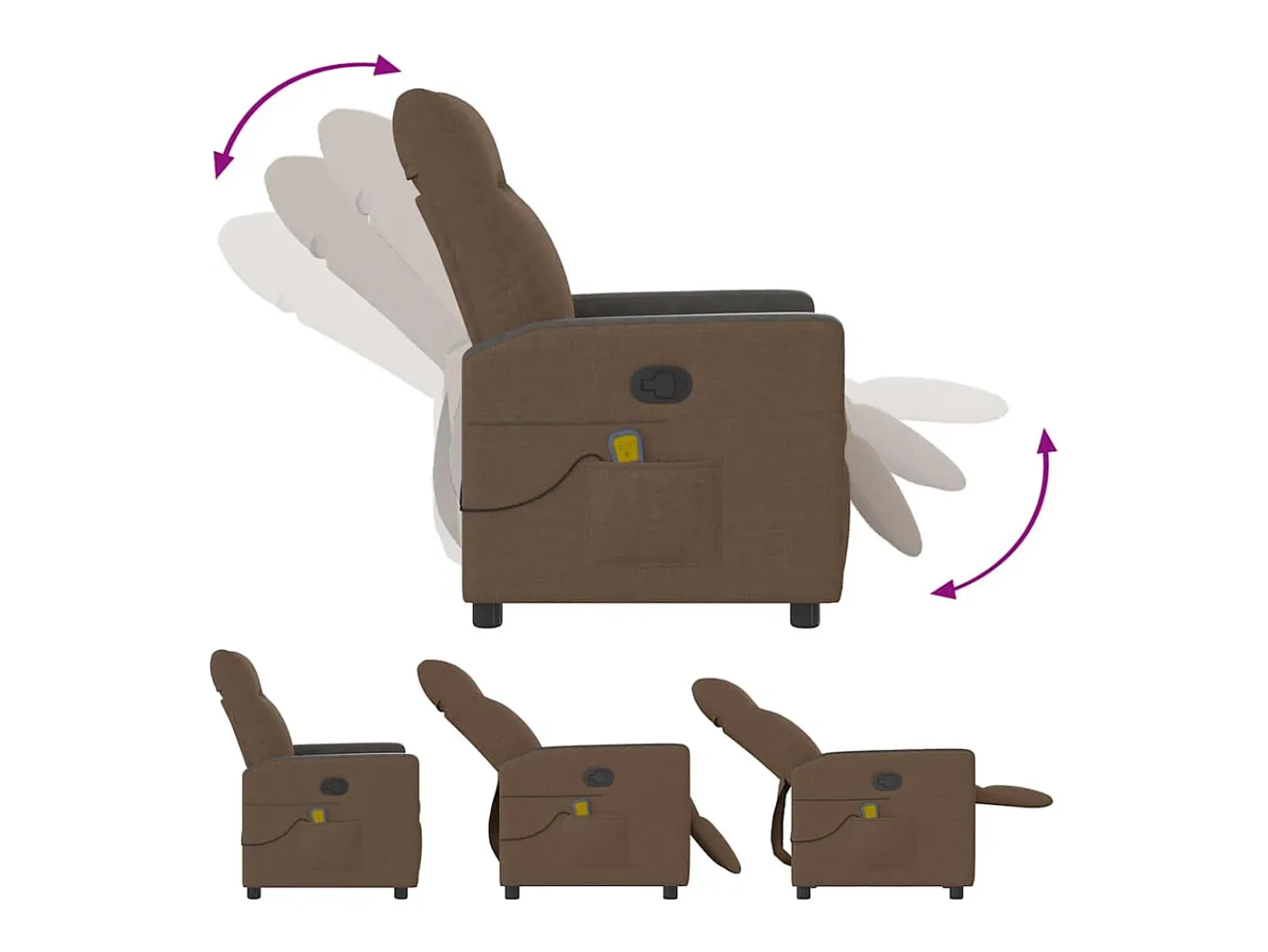 Poltrona| Poltrona de massagens reclinável tecido SHL421141 Castanho