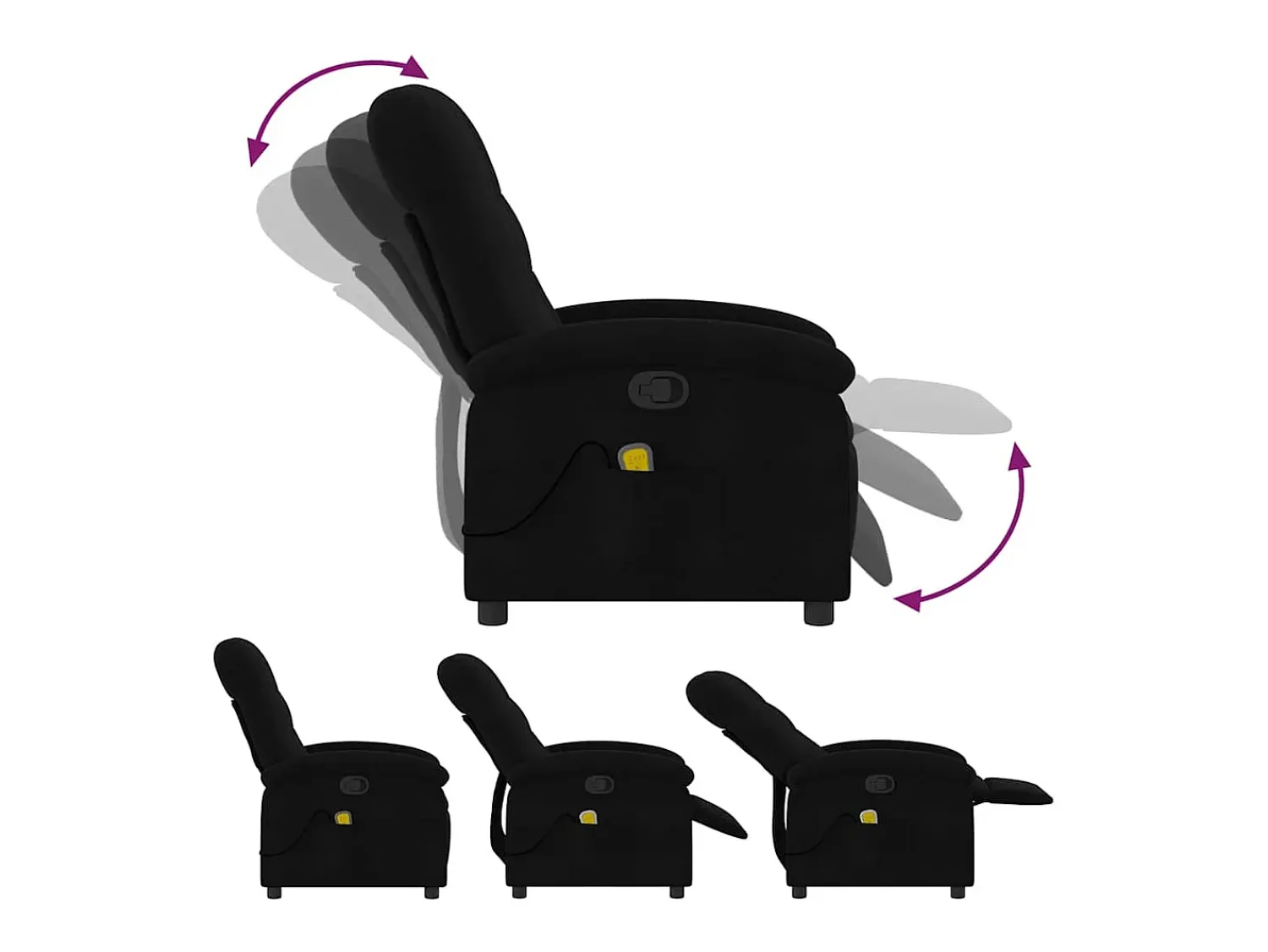 Poltrona|vidaxl Poltrona de massagens reclinável tecido Preto