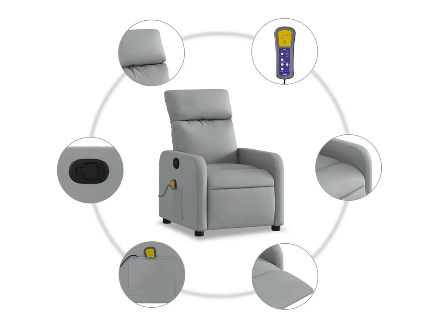 New Poltrona de massagens reclinável tecido -claro SHL708546 Cinzento