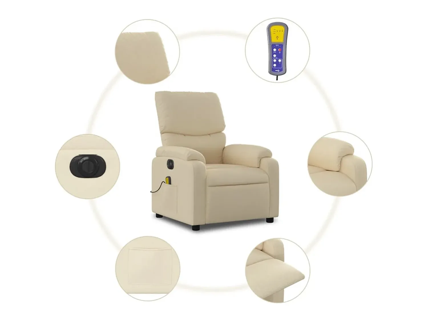 Clearance Poltrona de massagens reclinável elétrica tecido SHL226518 Creme
