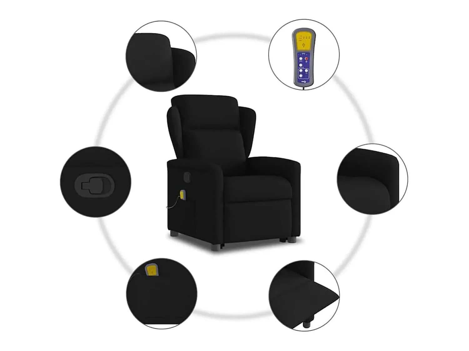 Clearance Poltrona de massagens reclinável elevatória tecido SHL280482 Preto