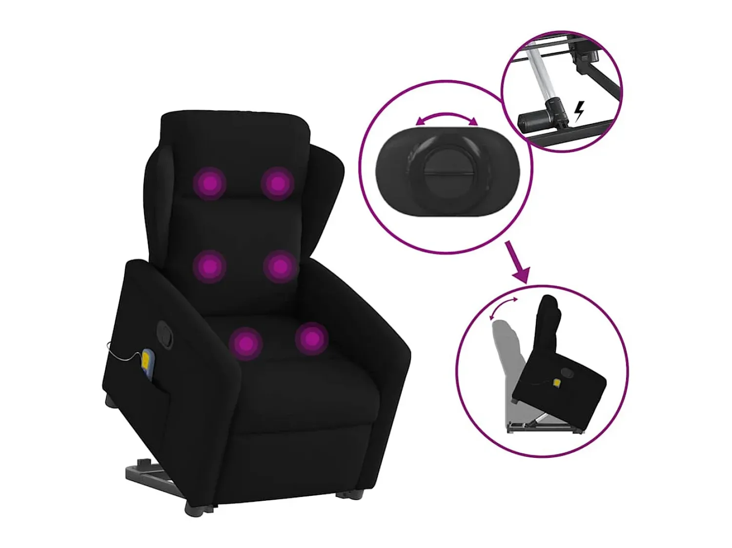 Clearance Poltrona de massagens reclinável elevatória tecido SHL280482 Preto