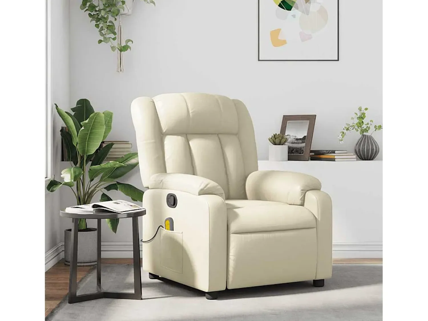 Outlet Poltrona de massagens reclinável couro artificial cor SHL710984 Creme