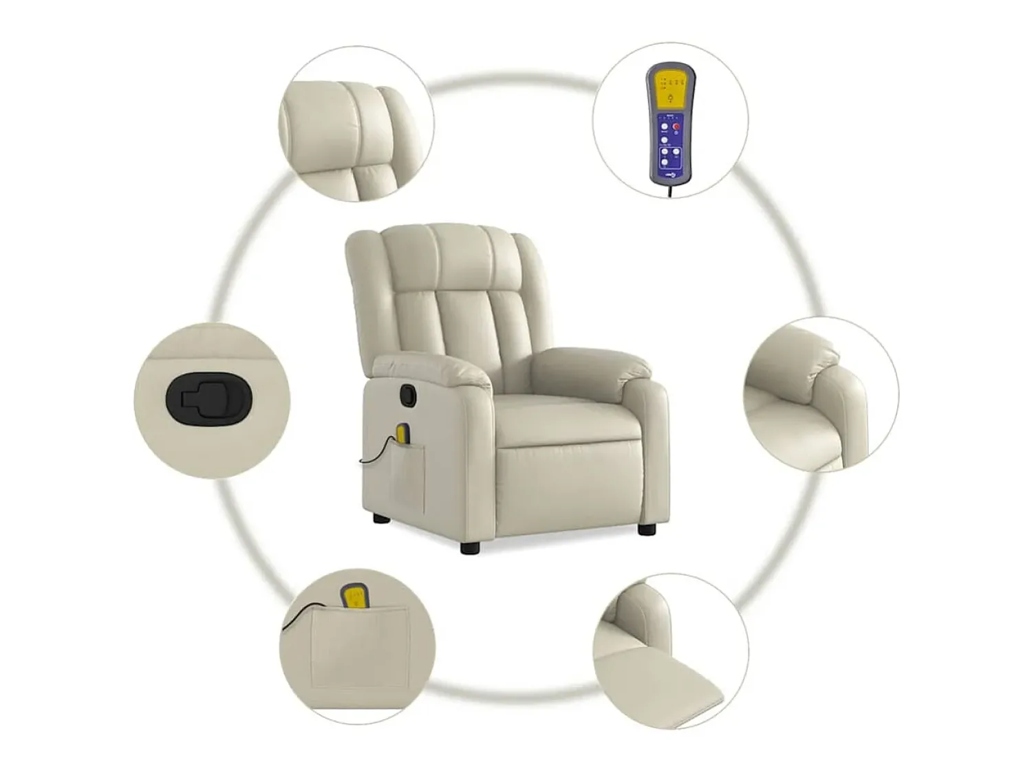 Outlet Poltrona de massagens reclinável couro artificial cor SHL710984 Creme