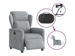 Online Poltrona de massagens reclinável elétrica tecido -claro SHL593520 Cinzento