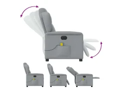 Online Poltrona de massagens reclinável elétrica tecido -claro SHL593520 Cinzento