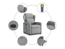 Online Poltrona de massagens reclinável elétrica tecido -claro SHL593520 Cinzento