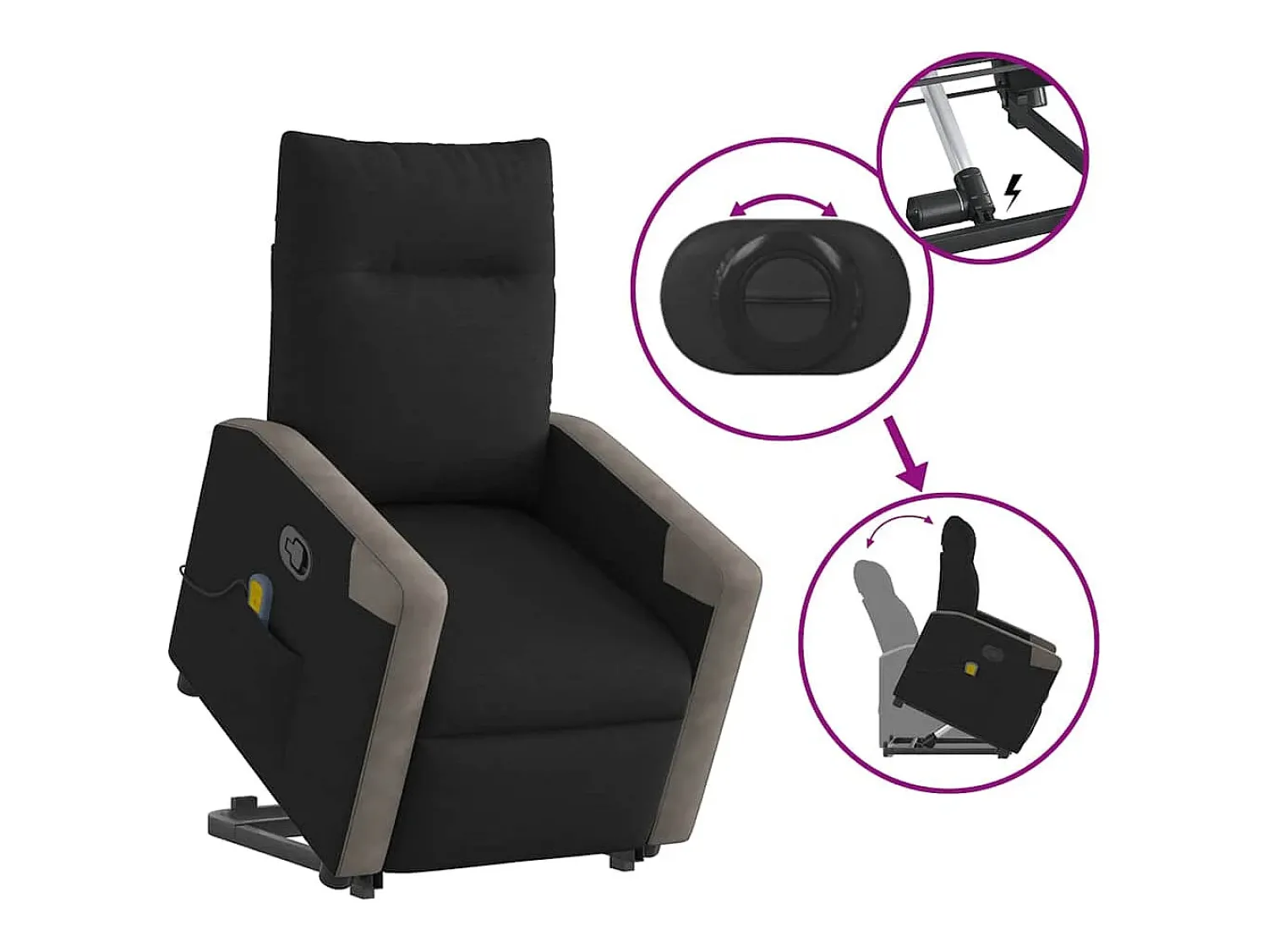 Poltrona de massagens reclinável elevatória tecido SHL292090^ Poltrona
