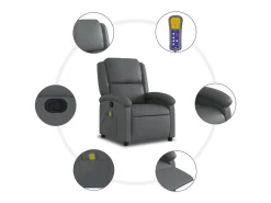 Poltrona* Poltrona de massagens reclinável couro artificial SHL453014 Cinzento