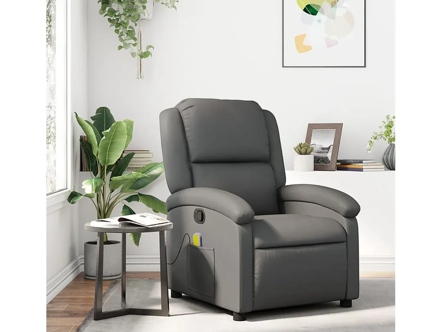 Poltrona* Poltrona de massagens reclinável couro artificial SHL453014 Cinzento