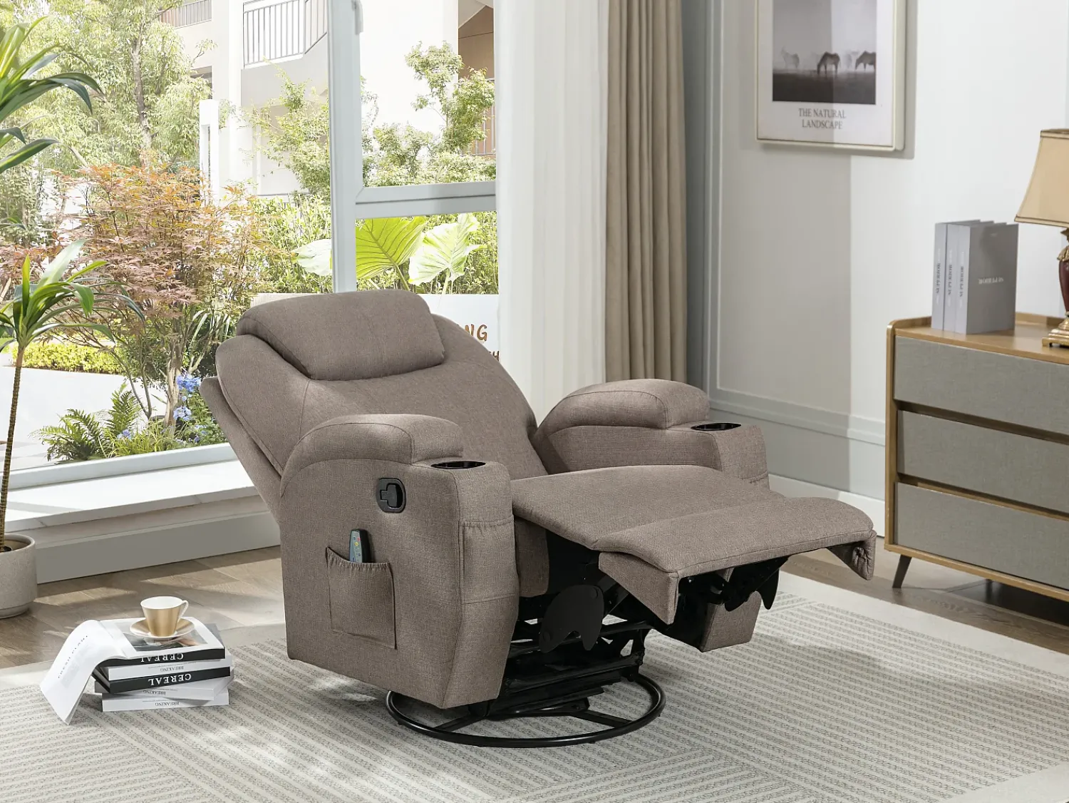 Poltrona|Vente-unique Poltrona de massagens tecido , toques e vibrações - SILVANO Taupe