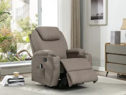 Poltrona|Vente-unique Poltrona de massagens tecido , toques e vibrações - SILVANO Taupe