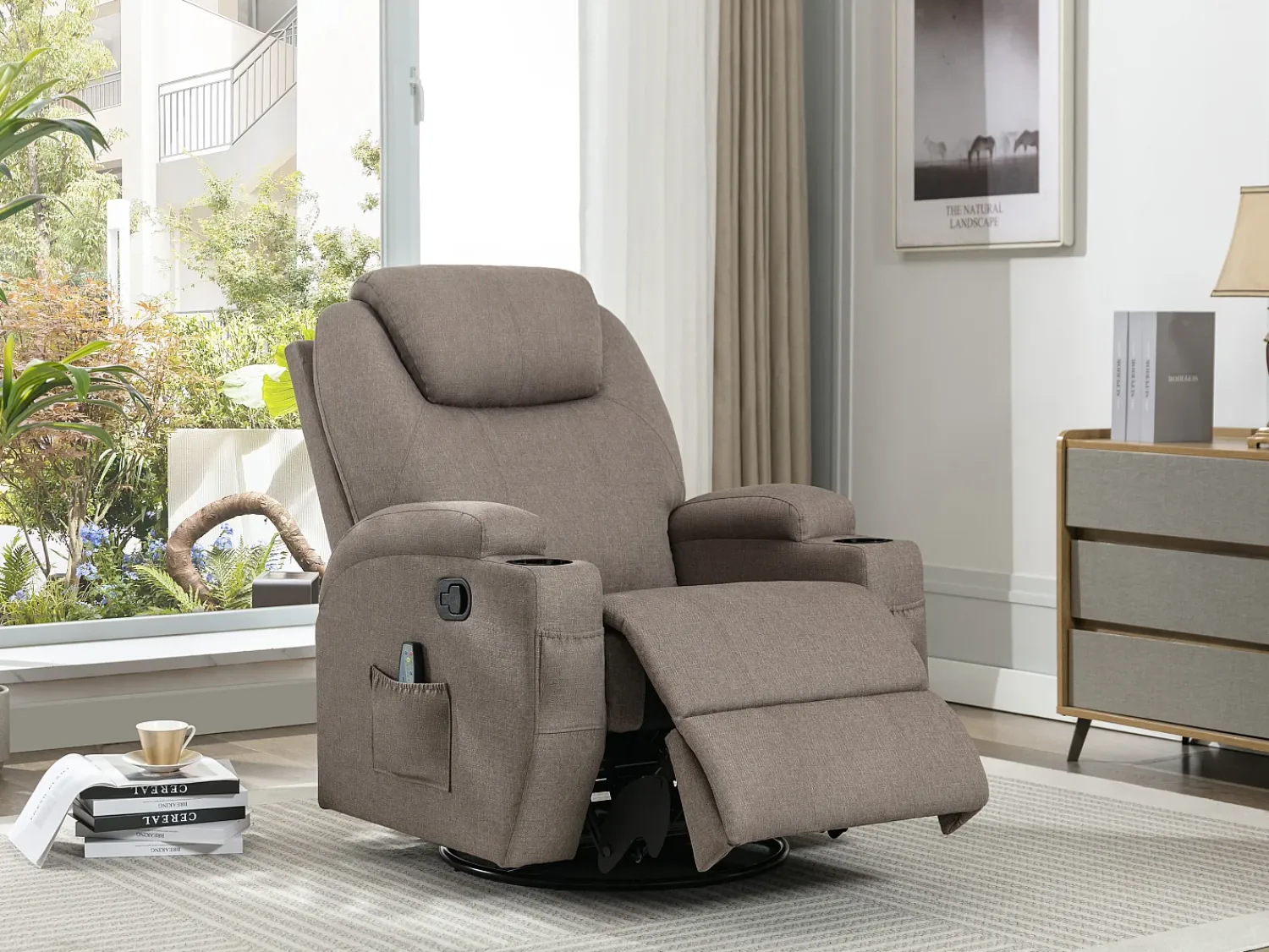 Poltrona|Vente-unique Poltrona de massagens tecido , toques e vibrações - SILVANO Taupe