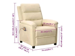 vidaxl Poltrona de massagens tecido cor^ Poltrona