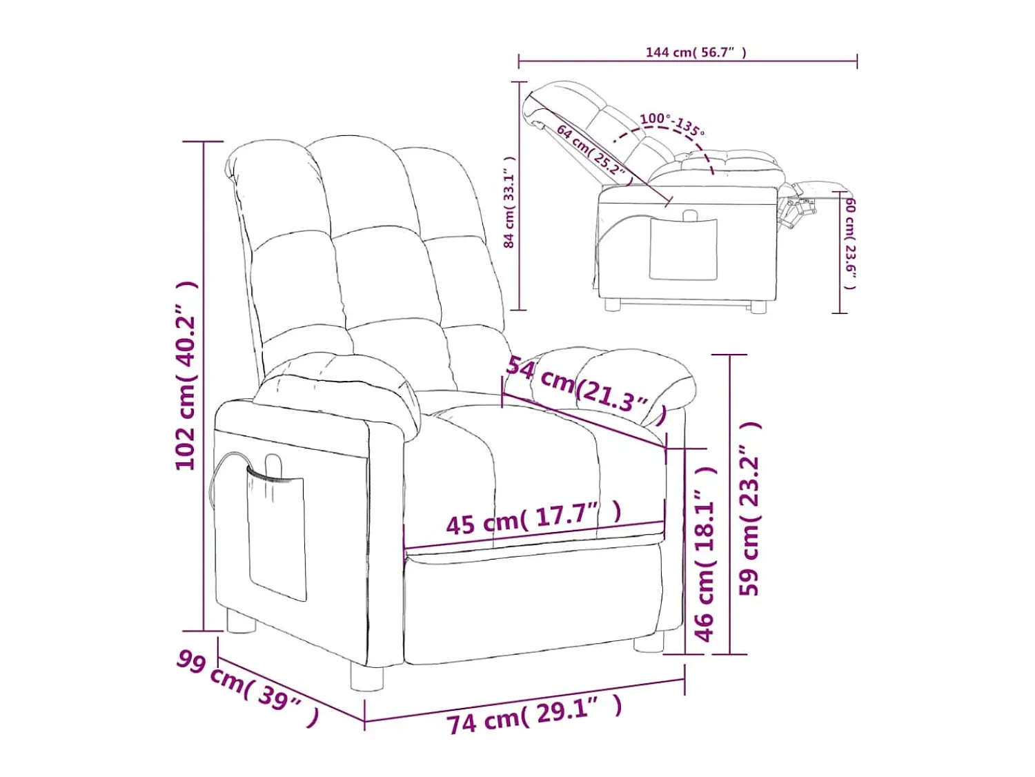 Poltrona*vidaxl Poltrona de massagens tecido -claro Cinzento
