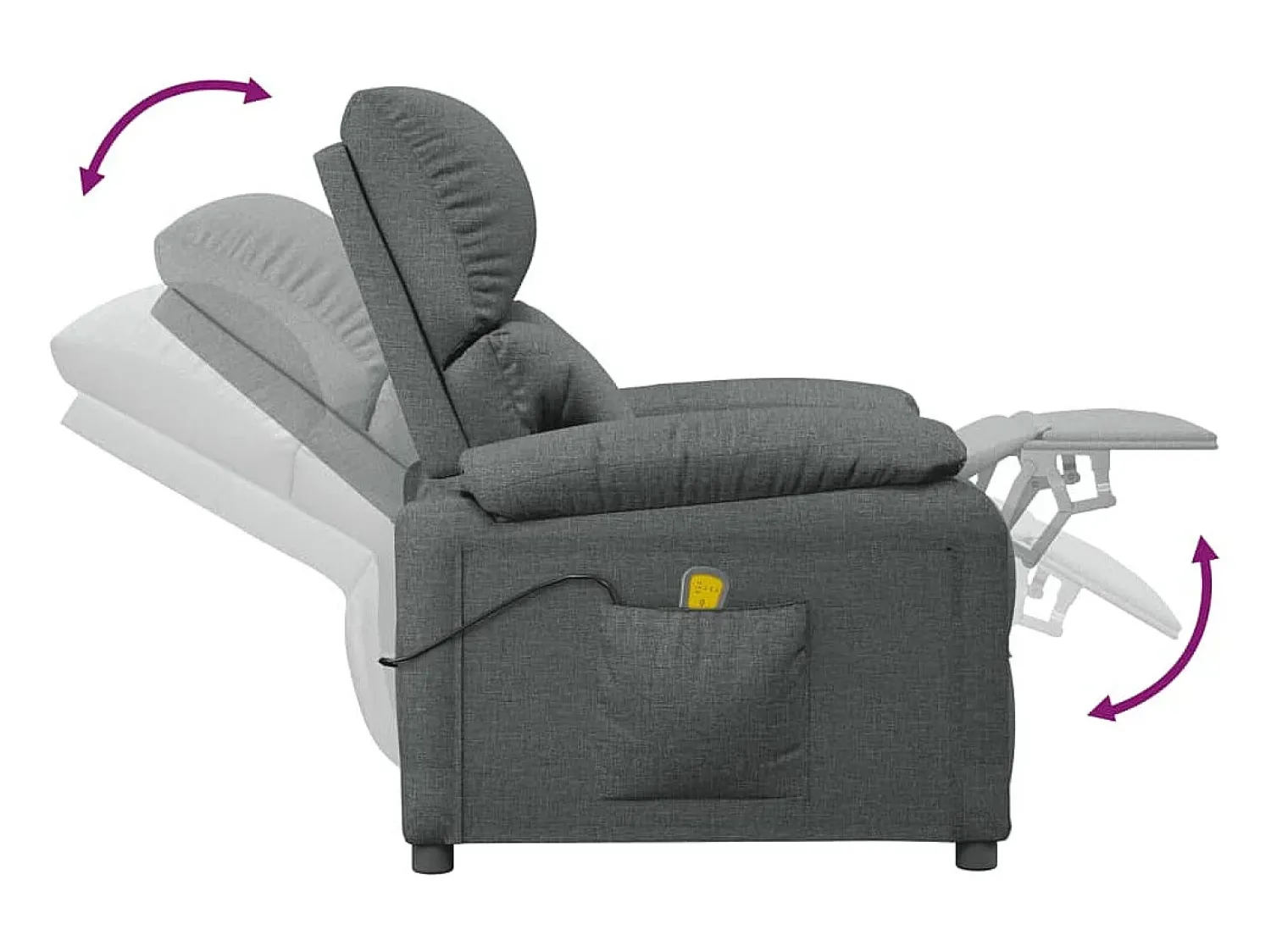 vidaxl Poltrona de massagens tecido -escuro^ Poltrona