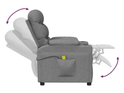 Poltrona|vidaxl Poltrona de massagens tecido -claro Cinzento