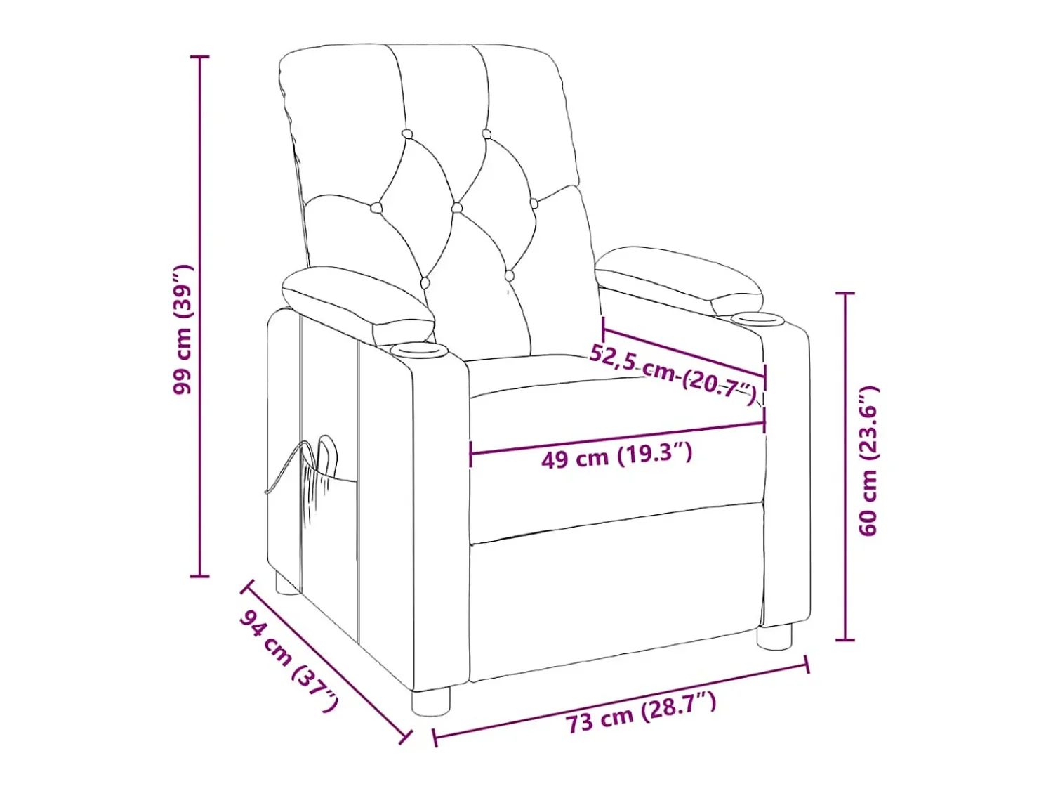 Poltrona*vidaxl Poltrona de massagens tecido -claro Cinzento
