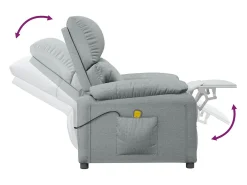 Poltrona*vidaxl Poltrona de massagens tecido -claro Cinzento