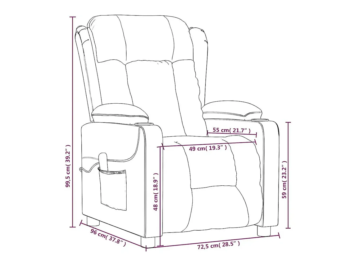 Best vidaxl Poltrona de massagens tecido -escuro Cinzento