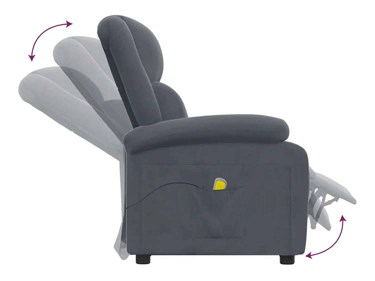 Poltrona|vidaxl Poltrona de massagens veludo cinza-escuro Cinzento