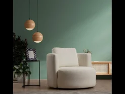 Poltrona*Concept-Usine Poltrona de pelúcia creme em madeira de faia - Confortável e moderna Bege