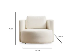 Poltrona*Concept-Usine Poltrona de pelúcia creme em madeira de faia - Confortável e moderna Bege