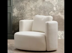 Poltrona*Concept-Usine Poltrona de pelúcia creme em madeira de faia - Confortável e moderna Bege
