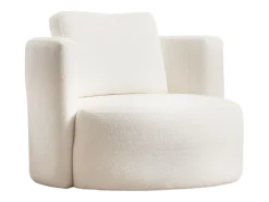 Poltrona*Concept-Usine Poltrona de pelúcia creme em madeira de faia - Confortável e moderna Bege