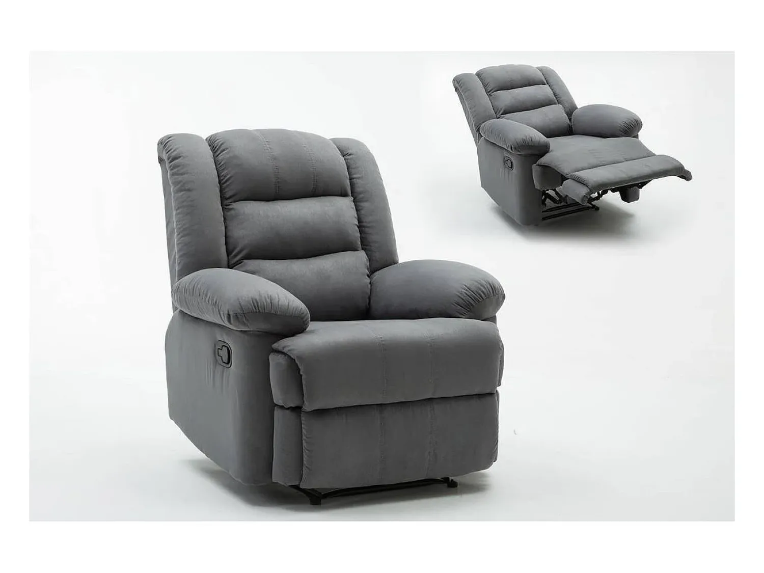 Outlet Habitat et jardin Poltrona de relaxamento "Buckingham" - 85 x 93 x 100 cm - Cinza claro Cinzento