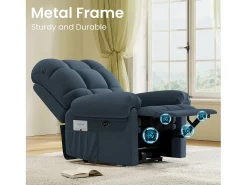 Poltrona|DripeX Poltrona de relaxamento elétrico com apoio de pé e USB, veludo de pelúcia, cadeira de lazer ajustável, anti-estática, 96x97x104cm, Azul