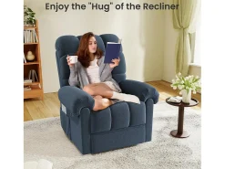 Poltrona|DripeX Poltrona de relaxamento elétrico com apoio de pé e USB, veludo de pelúcia, cadeira de lazer ajustável, anti-estática, 96x97x104cm, Azul