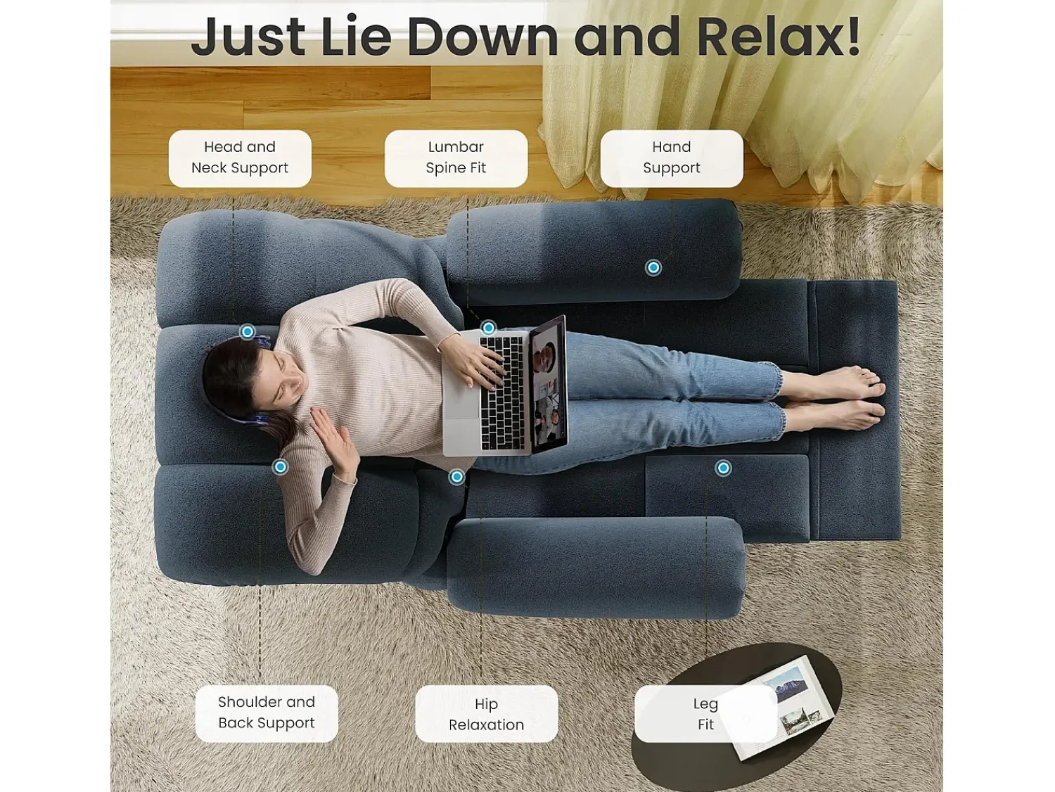 Poltrona|DripeX Poltrona de relaxamento elétrico com apoio de pé e USB, veludo de pelúcia, cadeira de lazer ajustável, anti-estática, 96x97x104cm, Azul