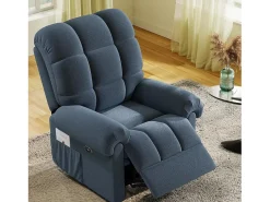 Poltrona|DripeX Poltrona de relaxamento elétrico com apoio de pé e USB, veludo de pelúcia, cadeira de lazer ajustável, anti-estática, 96x97x104cm, Azul