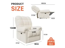 Poltrona*DripeX Poltrona de relaxamento elétrico com apoio de pé e USB, veludo de pelúcia, cadeira de lazer ajustável, anti-estática, 96x97x104cm, Bege