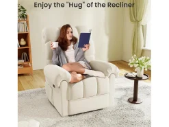 Poltrona*DripeX Poltrona de relaxamento elétrico com apoio de pé e USB, veludo de pelúcia, cadeira de lazer ajustável, anti-estática, 96x97x104cm, Bege