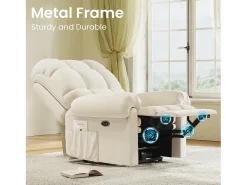 Poltrona*DripeX Poltrona de relaxamento elétrico com apoio de pé e USB, veludo de pelúcia, cadeira de lazer ajustável, anti-estática, 96x97x104cm, Bege
