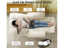 Poltrona*DripeX Poltrona de relaxamento elétrico com apoio de pé e USB, veludo de pelúcia, cadeira de lazer ajustável, anti-estática, 96x97x104cm, Bege