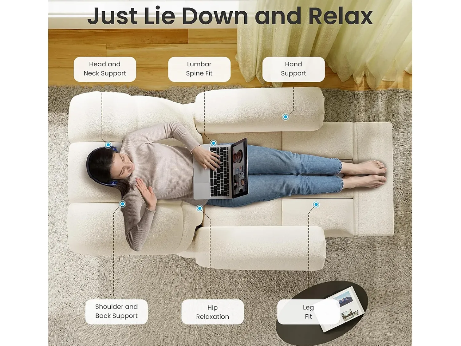 Poltrona*DripeX Poltrona de relaxamento elétrico com apoio de pé e USB, veludo de pelúcia, cadeira de lazer ajustável, anti-estática, 96x97x104cm, Bege