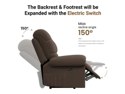 Poltrona*DripeX Poltrona de relaxamento elétrico com apoio de pé e USB, veludo de pelúcia, cadeira de lazer ajustável, anti-estática, 96x97x104cm, Brown Castanho