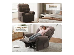 Poltrona*DripeX Poltrona de relaxamento elétrico com apoio de pé e USB, veludo de pelúcia, cadeira de lazer ajustável, anti-estática, 96x97x104cm, Brown Castanho